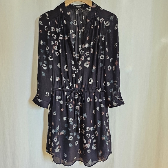 🇨🇦 Aritzia Babaton Long Sleeve Silk Bennett Dress - Black & Pattern - Picture 11 of 16